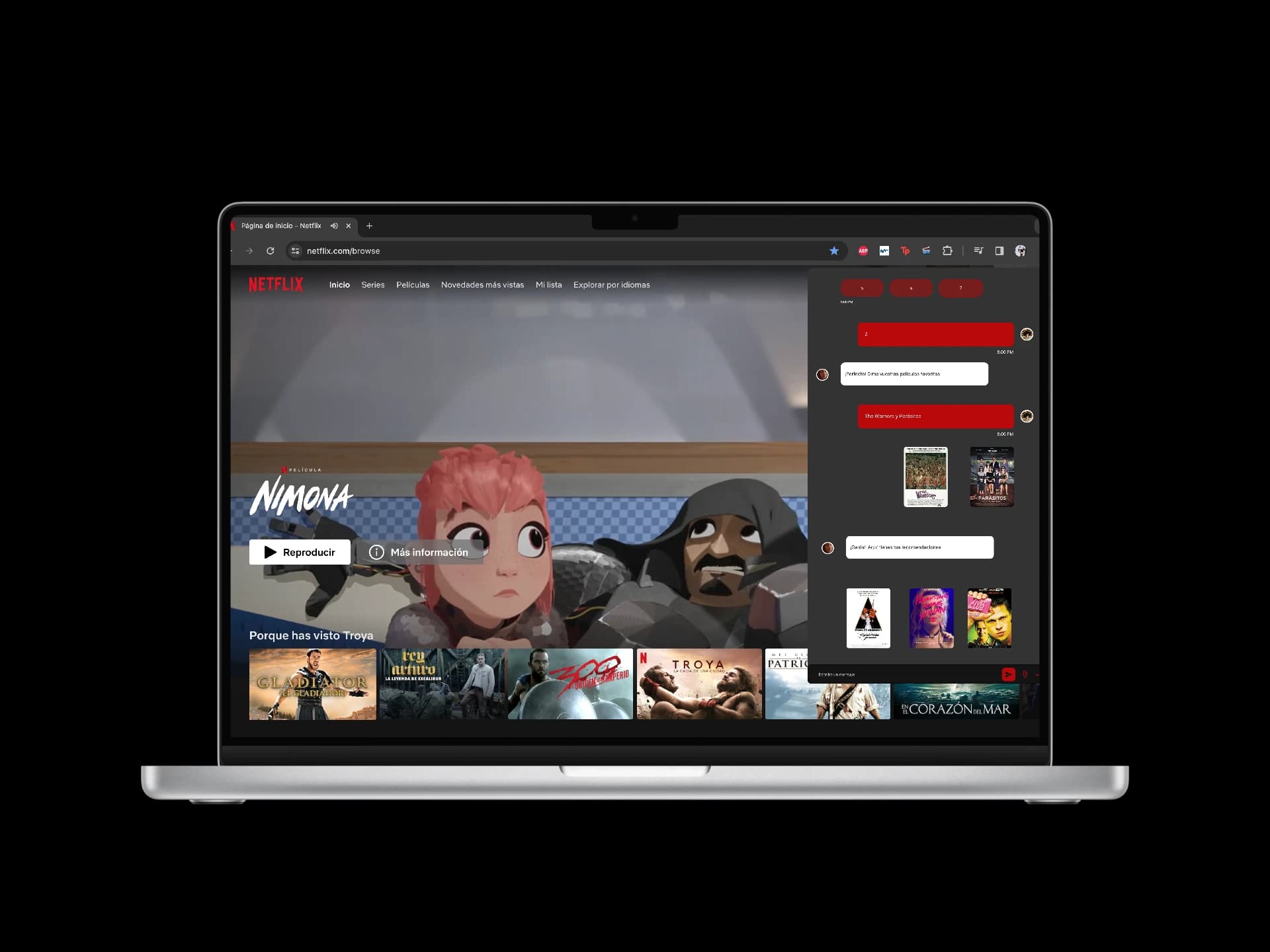 Wireframe en alta fidelidad de Netflix