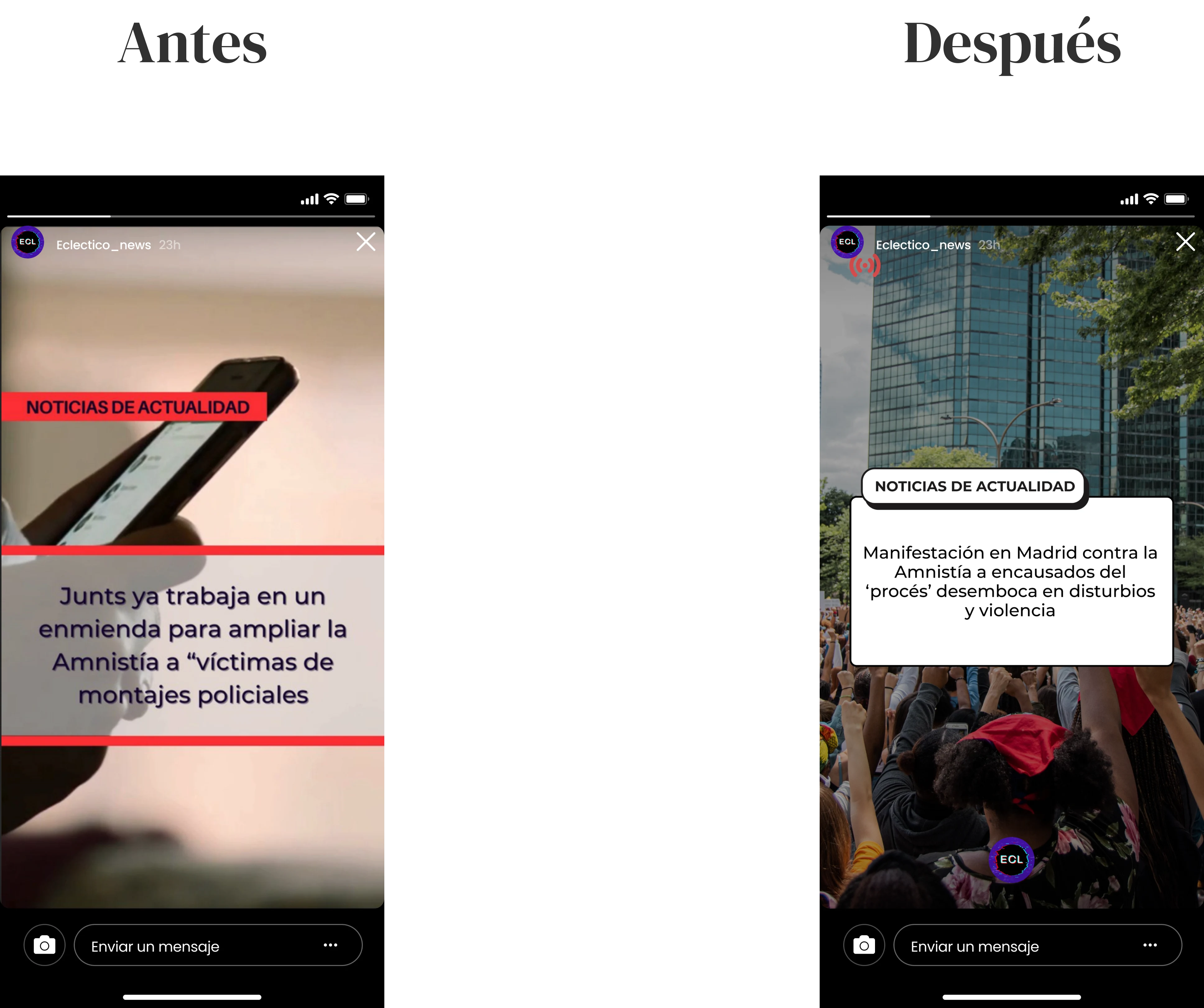 Perfil antes y después